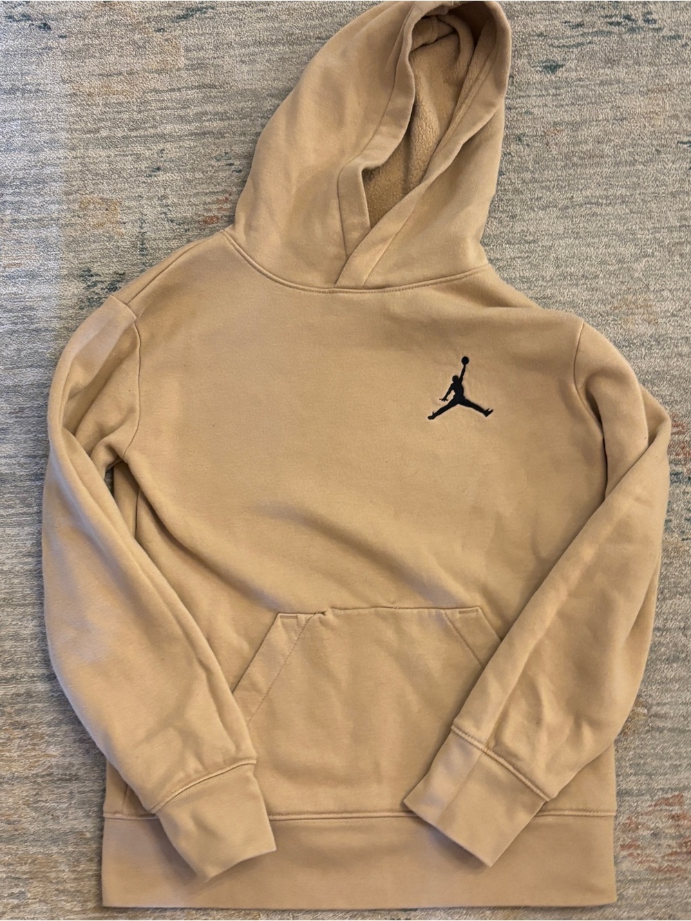 Jordan Tan Hooded Sweatshirt with Black Jumpman-YM